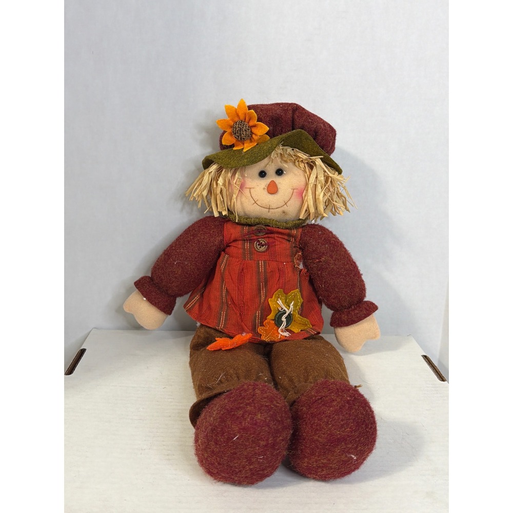 Prima Creations Autumn Scarecrow Plush Sitting Fall Decor Sunflower